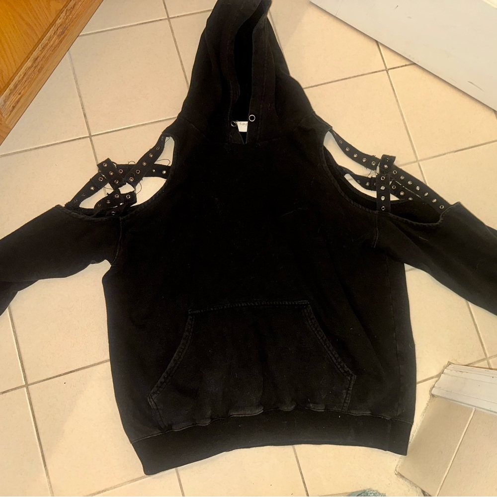 Emma & Sam Black Studded Cutout Hoodie